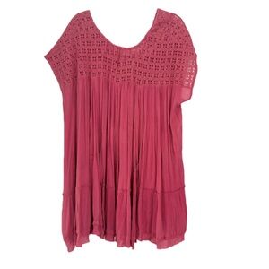 Free People Pink Sunfest Crochet Tunic Dress M
